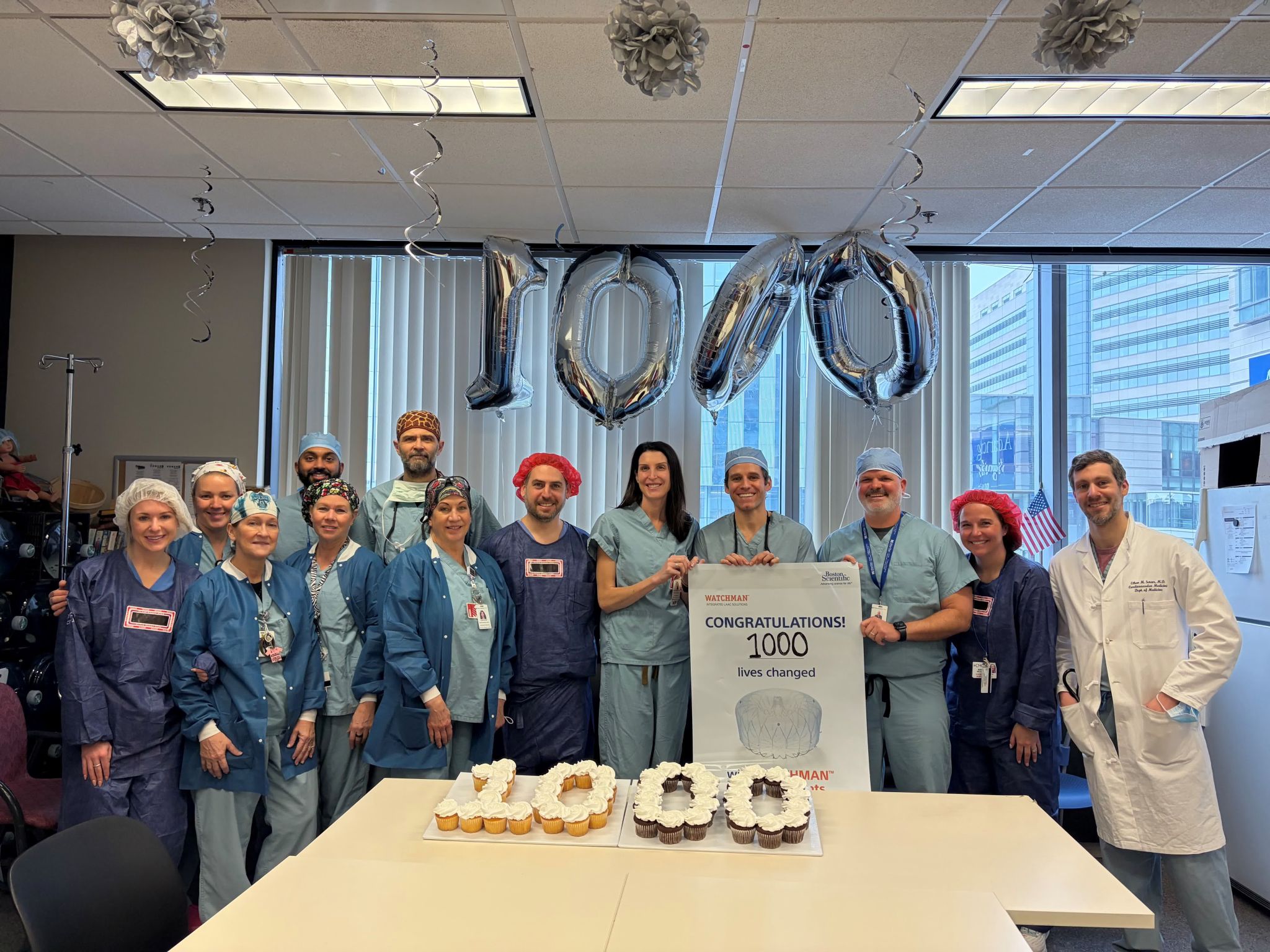 Members of the Division of Cardiovascular Medicine celebrating their 1,000th Watchman implant