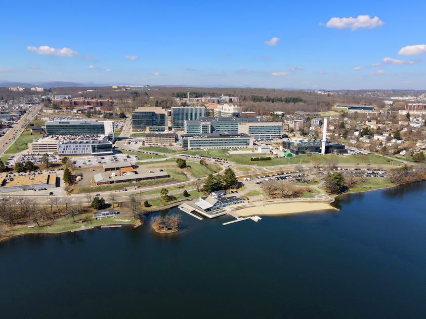 Drone view of UMass Chan campus