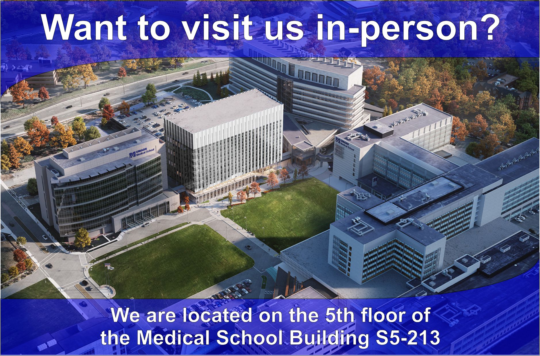 Want to visit us in person - We are located on the 5th floor of the Medical School Building S5-213