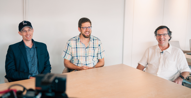 Scot Wolfe, PhD; Jonathan Watts, PhD; and Erik Sontheimer, PhD at the Rett Syndrome Genetic Medicines Summit held last fall in Boston/Image courtesy Rett Syndrome Research Trust 