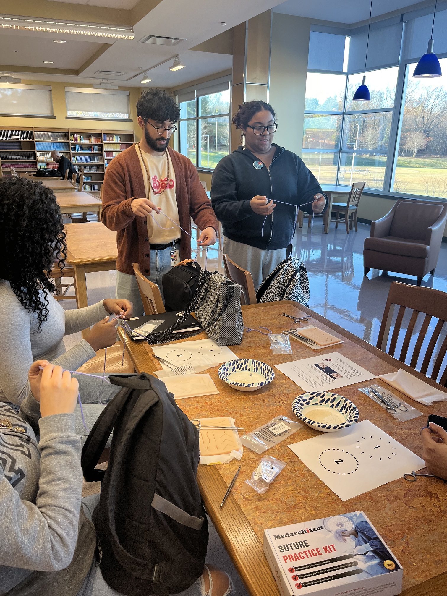A group of 4th year Medical Students from UMass Chan Medical School providing a workshop to students at Worcester North High School.