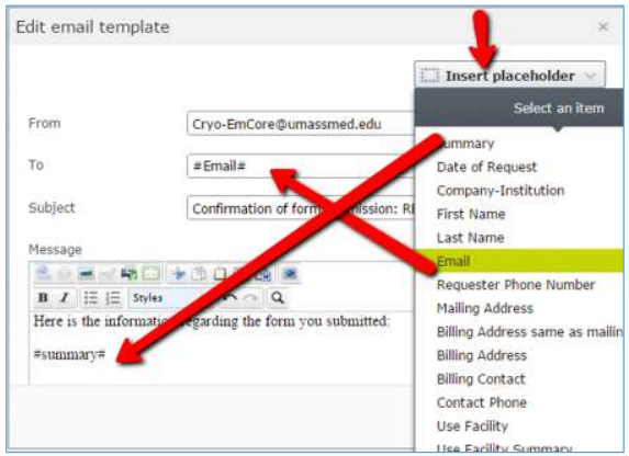 populating the email with form field values