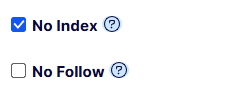 Metadata tab - check NO INDEX property