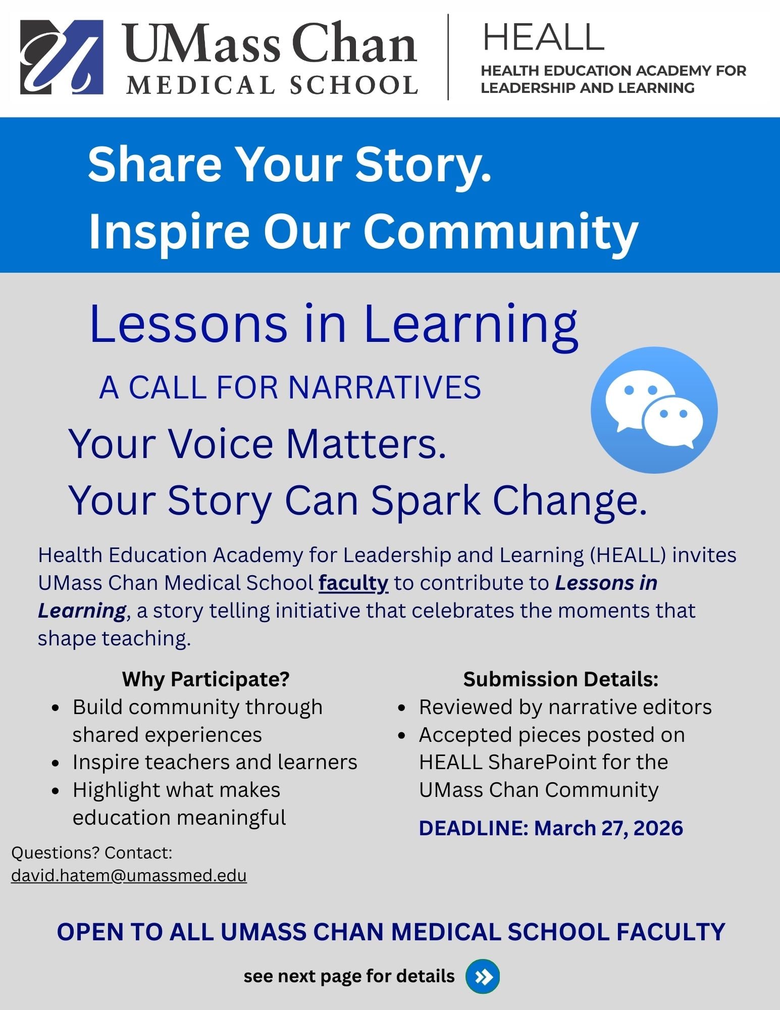 Lessons in learning, a call for narratives