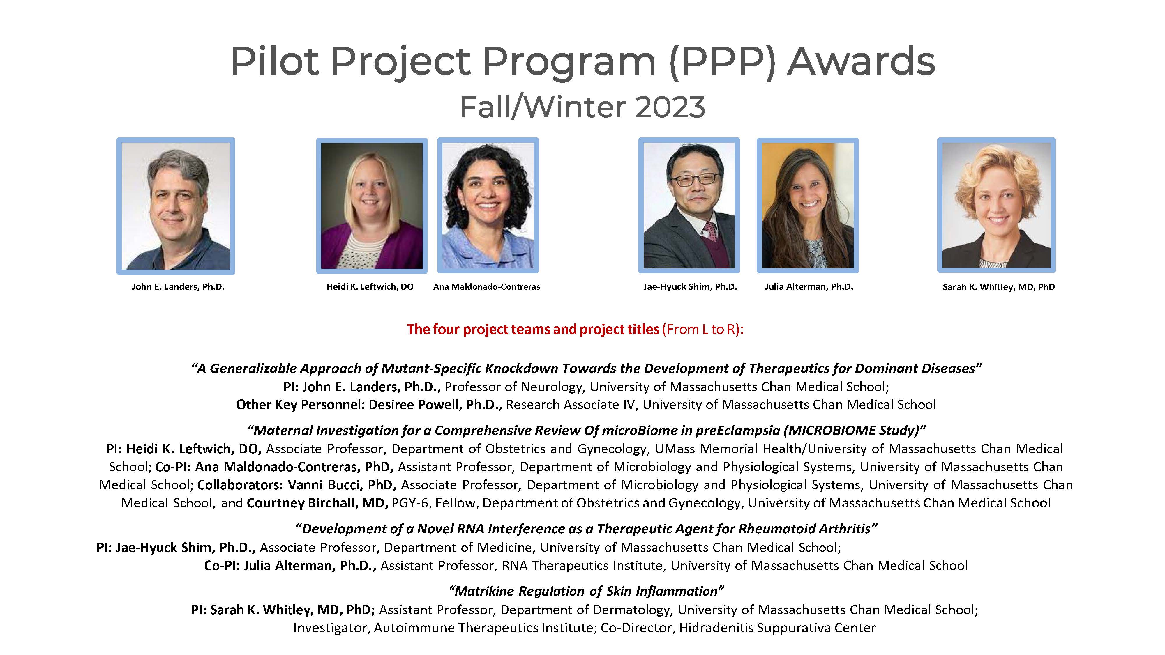 2023 Fall/Winter PPP Awardees