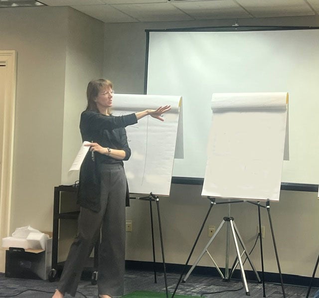 DSB Faculty member giving a chalk talk