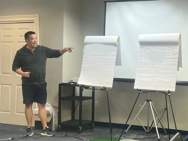 DSB Faculty member giving a chalk talk