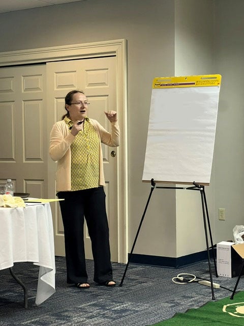 DSB Faculty member giving a chalk talk