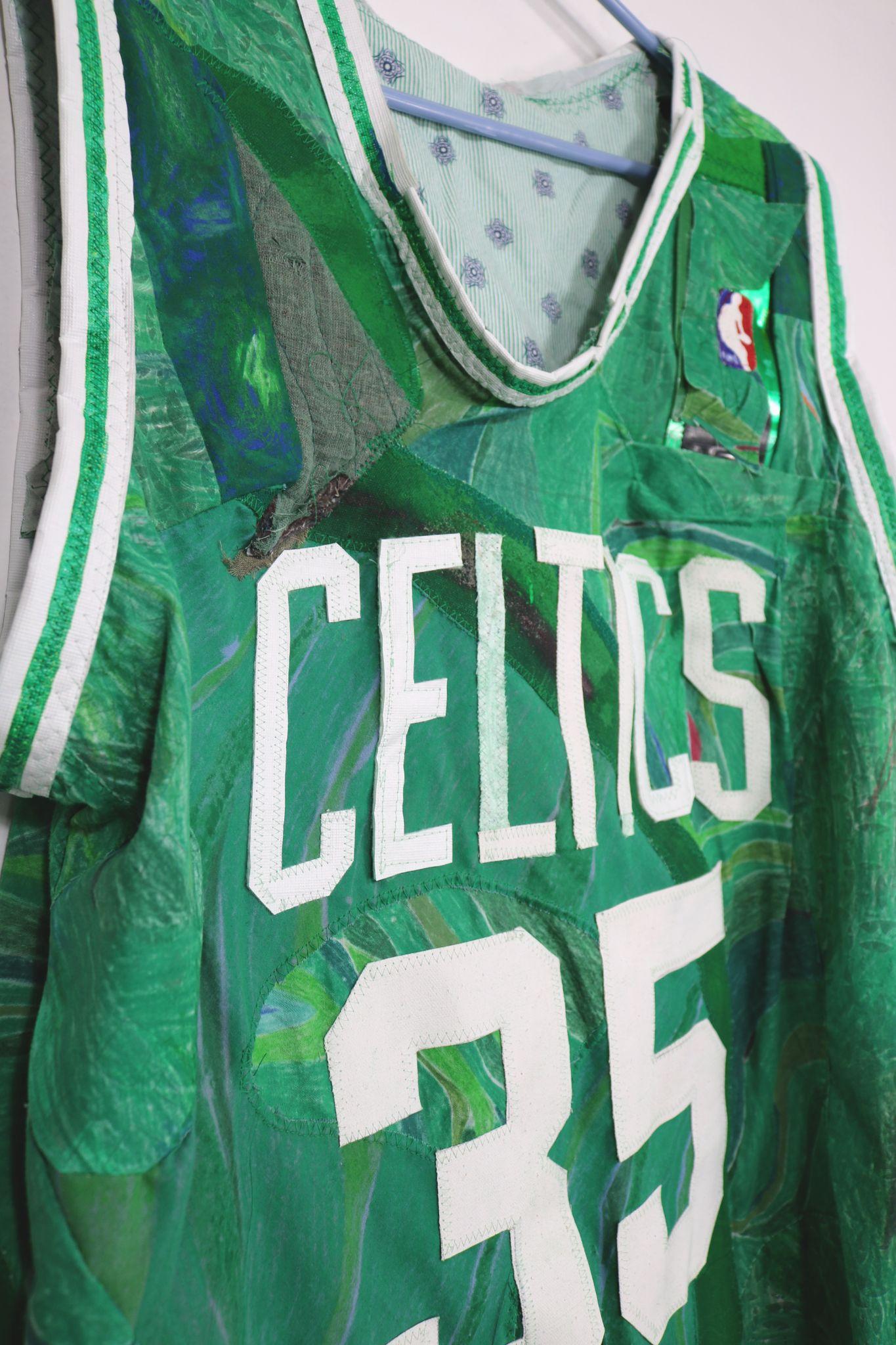 Dominic Quagliozzi Celtics jersey made from medical supplies