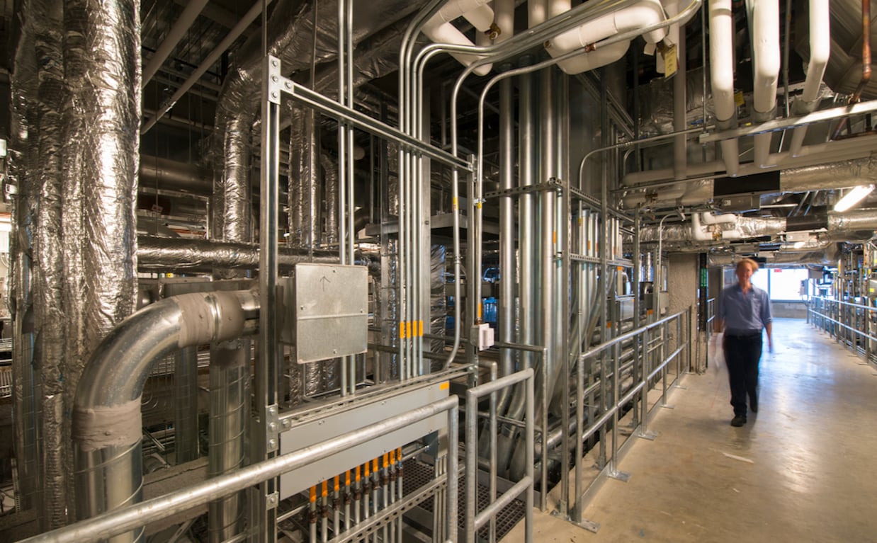 maintenance worker in utility area