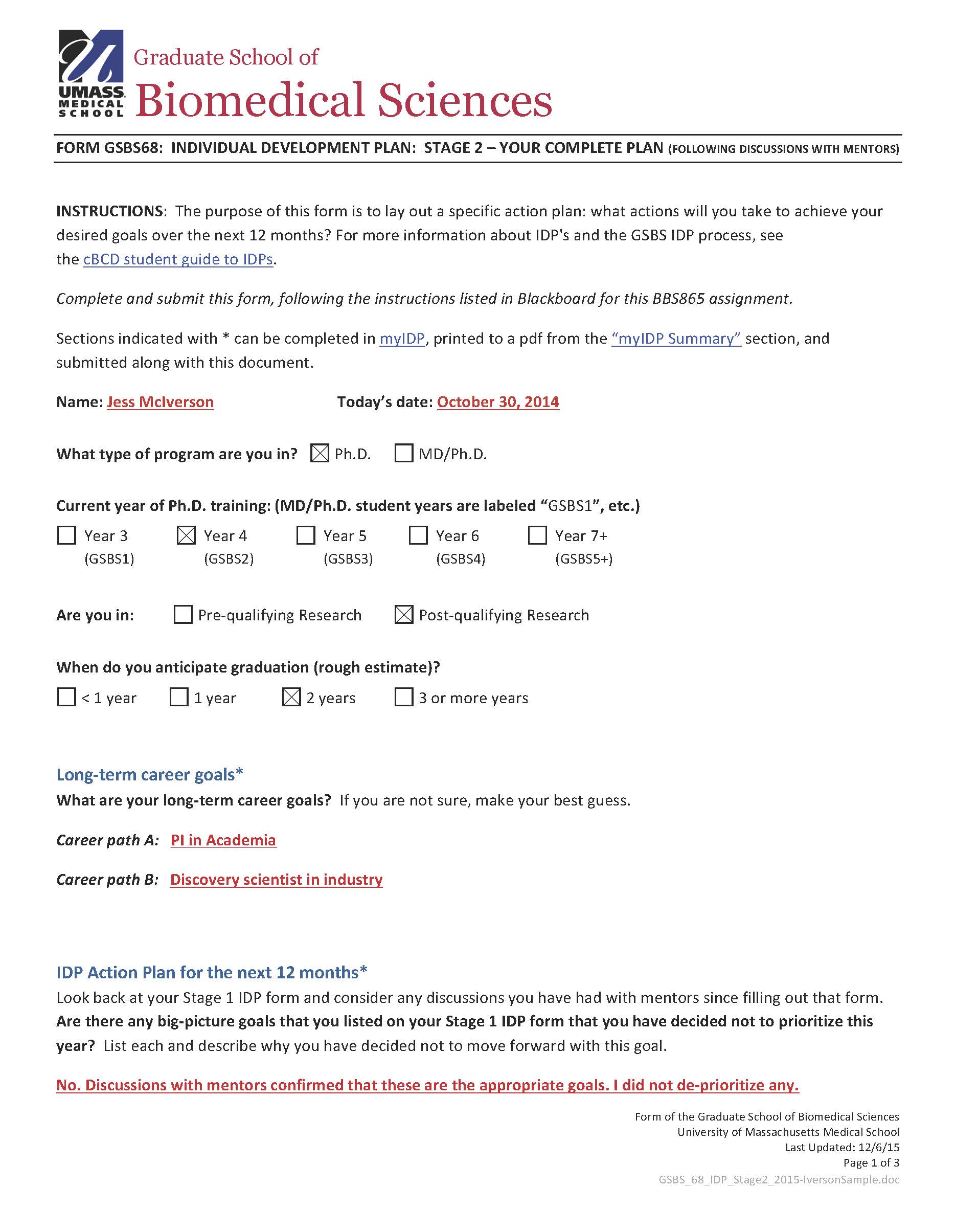 Image showing the GSBS form previously used to report for IDP.