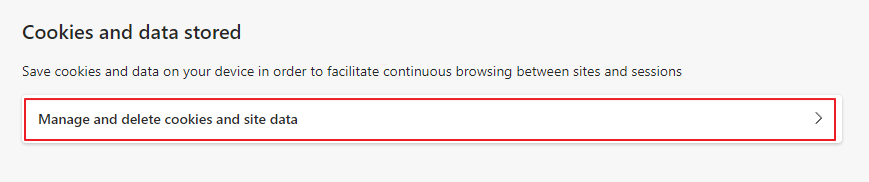 Edge cookies setting