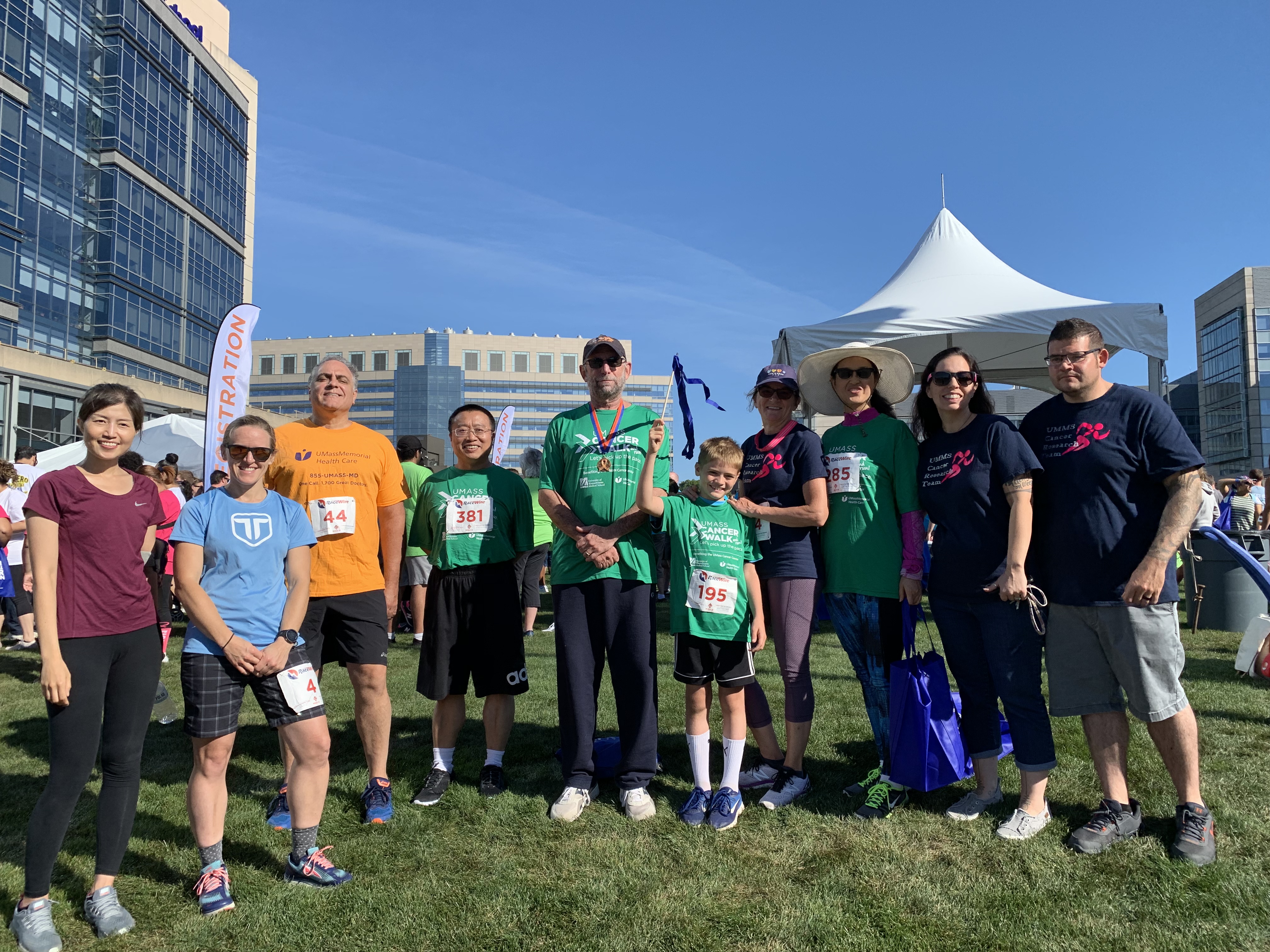Group photo of the UMass Cancer Research Team taken in 2019.