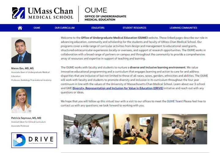 UMass Chan, Office of Undergraduate Education thumbnail photo of webpage