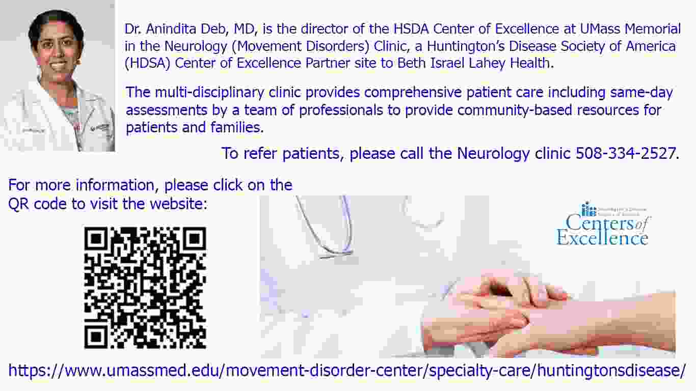 UMass Chan Huntington's Disease Society Association (HSDA) Center of Excellence