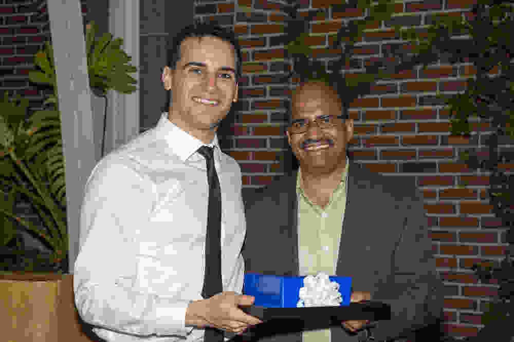 Dr. Dundamadappa congratulates MRI Fellow Dr. Mark Masciocchi