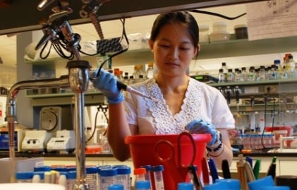 Raya working in lab