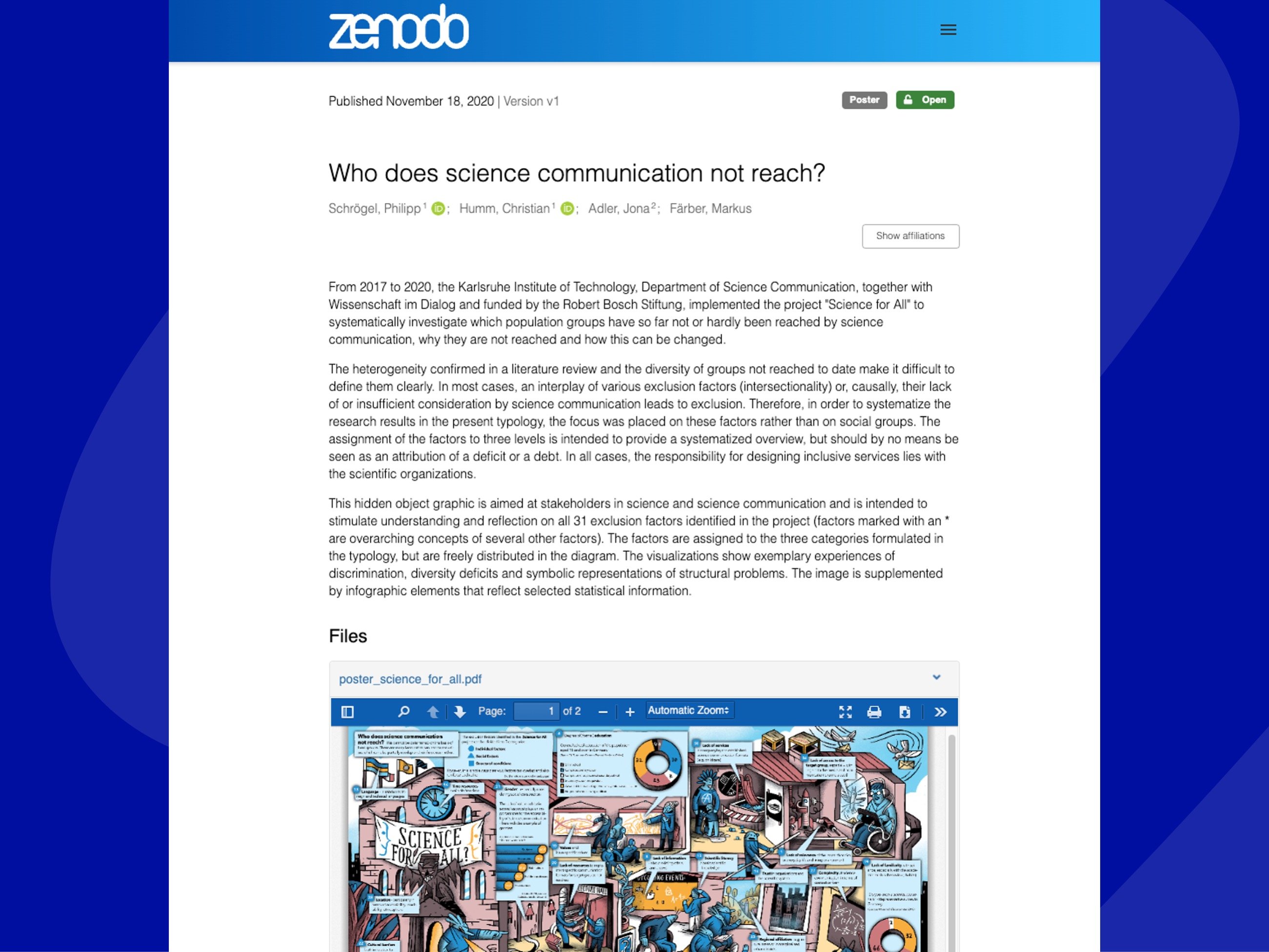 screenshot of the article "Who does Scientific Communication not Reach?"