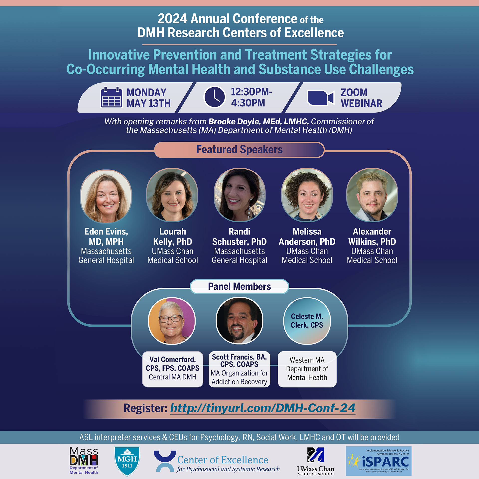 event flyer showing 8 speaker photos