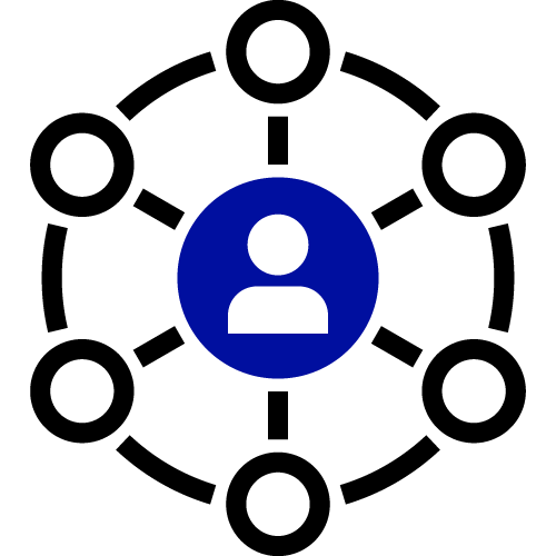 networking icon people bubble heads forming a circle