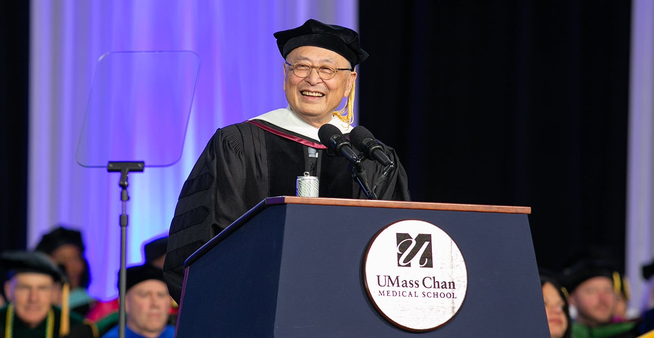 Gerald Chan delivers the keynote address at UMass Chan&rsquo;s 53rd Commencement