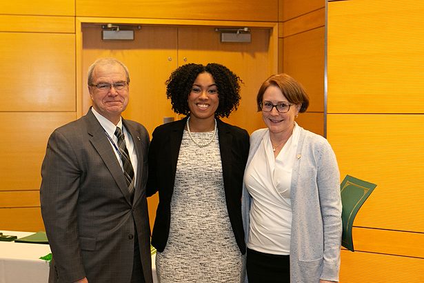 MD/PhD candidate Ashley Matthew is inducted into Alpha Omega Alpha.