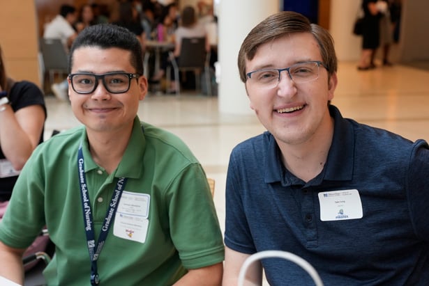 The design of the orientation made it easy for students such as nursing student Lorenzo Mendoza and MD/PhD student Tyler Long to meet.