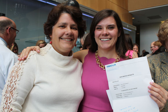 Alison Bialecki celebrates her residency match with her mother.