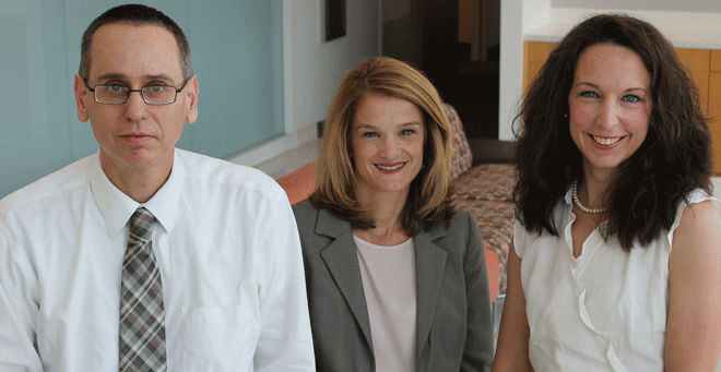 From left are, Jeroan Allison, MD, Nancy Byatt, DO, and Tiffany Moore Simas, MD.