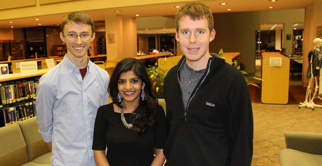 Alex Gramann, Vijaya Daniel and Jacob Hunnicutt are members of the inaugural class of the clinical and translational science program. 