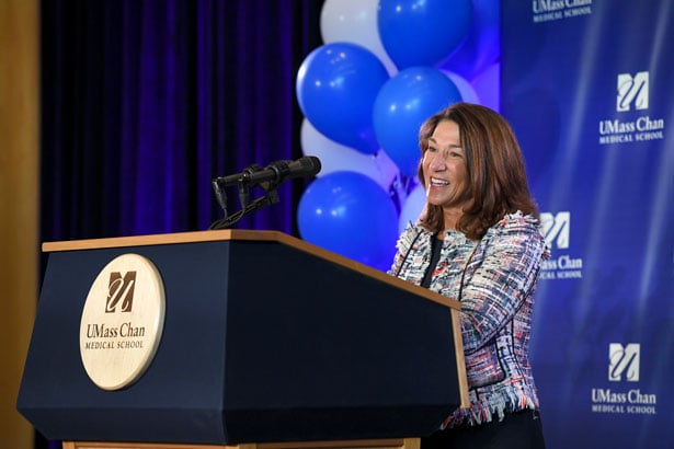 Massachusetts Lt. Gov. Karyn Polito thanks The Morningside Foundation for its support of the Medical School.