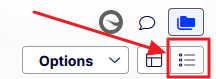 buttons of the CMS, highlighting Properties view near the Options/Publish button
